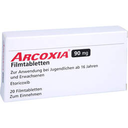 Abbildung: Arcoxia 90 mg Filmtabletten 20 St, Filmtabletten PZN 10836797