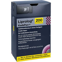 Abbildung: Liprolog 200 E / ml Kwikpen Injektionslösung 10X3 ml, Injektionslösung in einem Fertigpen PZN 10837408