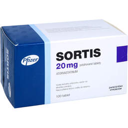 Abbildung: Sortis 20 mg Filmtabletten 100 St, Filmtabletten PZN 10839181