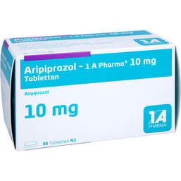 Abbildung: Aripiprazol 1A Pharma 10 mg Tabletten 98 St, Tabletten PZN 10842148