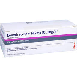 Abbildung: Levetiracetam Hikma 100 mg / ml Konzentrat z.Her.einer Infusionsl. 10 St, Infusionslösungskonzentrat PZN 10853531