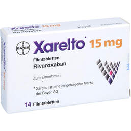 Abbildung: Xarelto 15 mg Filmtabletten 14 St, Filmtabletten PZN 10853560