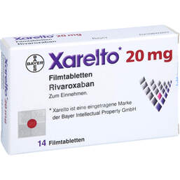 Abbildung: Xarelto 20 mg Filmtabletten 14 St, Filmtabletten PZN 10853577