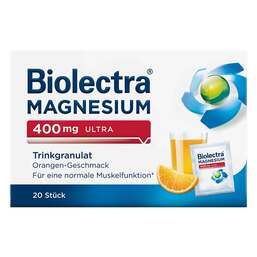 Abbildung: Biolectra Magnesium 400 mg ultra Trinkgranulat Orange Granulat, 20 St PZN 10914511