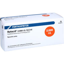 Abbildung: Retacrit 2.000 I.E. / 0,6 ml Injektionslösung in einer Fertigspritze 6 St, Fertigspritzen PZN 10917231