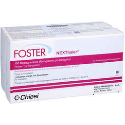 Abbildung: Foster Nexthaler 100 / 6 µg 120 ED Inhalationspulver 2 St, Inhalationspulver PZN 10921669
