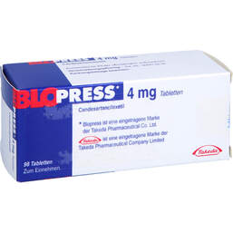 Abbildung: Blopress 4 mg Tabletten 98 St, Tabletten PZN 10934229