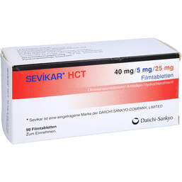 Abbildung: Sevikar HCT 40 mg / 5 mg / 25 mg Filmtabletten 98 St, Filmtabletten PZN 10934287
