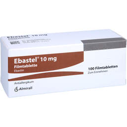 Abbildung: Ebastel 10 mg Filmtabletten 100 St, Filmtabletten PZN 10944570