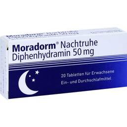 Abbildung: Moradorm Nachtruhe Diphenhydramin 50 mg Tabletten Tabletten, 20 St PZN 10946126