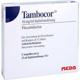 Abbildung: Tambocor 10 mg / ml Injekltionslösung 15 ml / Ampulle  5 St, Injektionslösung PZN 10946617