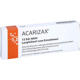 Abbildung: Acarizax 12 SQ-Hdm Lyophilisat zum Einnehmen 30 St, Sublingualtabletten PZN 10946735