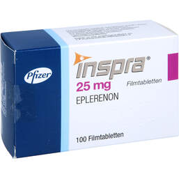 Abbildung: Inspra 25 mg Filmtabletten 100 St, Filmtabletten PZN 10957673