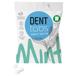 Abbildung: Denttabs Zahnputztabletten stevia-mint fluoridfrei Tabletten, 125 St PZN 10962533