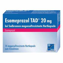 Abbildung: Esomeprazol TAD® 20 mg bei Sodbrennen Magensaftresistente Hartkapseln, 14 St PZN 10963389
