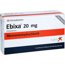 Abbildung: Ebixa 20 mg Filmtabletten 98 St, Filmtabletten PZN 10965833