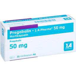 Abbildung: Pregabalin 1A Pharma 50 mg Hartkapseln 21 St, Hartkapseln PZN 10973034