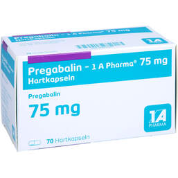Abbildung: Pregabalin 1A Pharma 75 mg Hartkapseln 70 St, Hartkapseln PZN 10973086