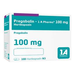 Abbildung: Pregabalin 1A Pharma 100 mg Hartkapseln 100 St, Hartkapseln PZN 10973117
