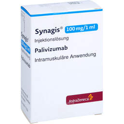 Abbildung: Synagis 100 mg Injektionslösung 1X1.0 ml, Injektionslösung PZN 10974950