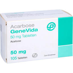 Abbildung: Acarbose Genevida 50 mg Tabletten 105 St, Tabletten PZN 10979516
