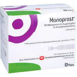 Abbildung: Monoprost 50 Mikrogramm / ml Augentropfenin Einzeldosen 90X0.2 ml, Einzeldosispipetten PZN 10981022