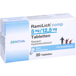 Abbildung: Ramilich comp 5 mg / 12,5 mg Tabletten 20 St, Tabletten PZN 10986918