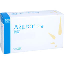Abbildung: Azilect 1 mg Tabletten 100 St, Tabletten PZN 10989584