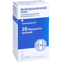 Abbildung: Ipratropiumbromid Hexal 20 Mikrogramm / Sprühstoß 10 ml, Dosieraerosol PZN 10998086