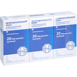 Abbildung: Ipratropiumbromid Hexal 20 Mikrogramm / Sprühstoß 3X10 ml, Dosieraerosol PZN 10998092