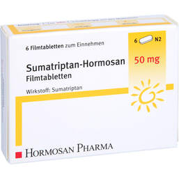 Abbildung: Sumatriptan Hormosan 50 mg Filmtabletten 6 St, Filmtabletten PZN 10998407