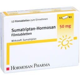 Abbildung: Sumatriptan Hormosan 50 mg Filmtabletten 12 St, Filmtabletten PZN 10998413