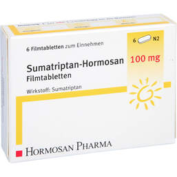 Abbildung: Sumatriptan Hormosan 100 mg Filmtabletten 6 St, Filmtabletten PZN 10998459
