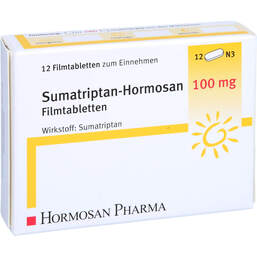 Abbildung: Sumatriptan Hormosan 100 mg Filmtabletten 12 St, Filmtabletten PZN 10998471