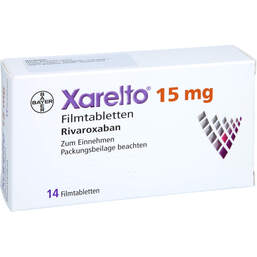 Abbildung: Xarelto 15 mg Filmtabletten 14 St, Filmtabletten PZN 10999312