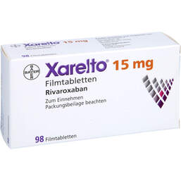 Abbildung: Xarelto 15 mg Filmtabletten 98 St, Filmtabletten PZN 10999335