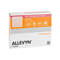 Abbildung: Allevyn Ag Gentle Border 10x10 cm Verband 10 St, Verband PZN 10999513