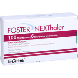 Abbildung: Foster Nexthaler 100 / 6 µg 120 ED Inhalationspulver 1 St, Inhalationspulver PZN 11003645