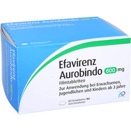 Abbildung: Efavirenz Aurobindo 600 mg Filmtabletten 90 St, Filmtabletten PZN 11010071