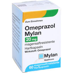 Abbildung: Omeprazol Mylan 20 mg magensaftresistent Hartkapseln 60 St, Magensaftresistente Hartkapseln PZN 11012414