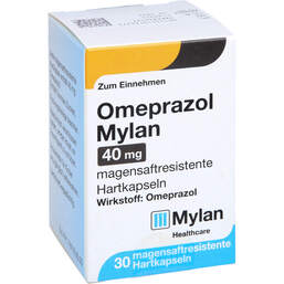 Abbildung: Omeprazol Mylan 40 mg magensaftresistent Hartkapseln 30 St, Magensaftresistente Hartkapseln PZN 11012437