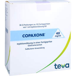 Abbildung: Copaxone 40 mg / ml Injektionslösung Fertigspritzen 36 St, Fertigspritzen PZN 11013307