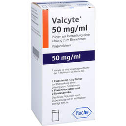 Abbildung: Valcyte 50 mg / ml Pulver zur Herstellung e.Lösung zum Einnehmen 100 ml, Pulver zur Herstellung einer Lösung zum Einnehmen PZN 11013336