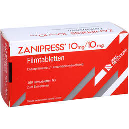 Abbildung: Zanipress 10 mg / 10 mg Filmtabletten 100 St, Filmtabletten PZN 11017618