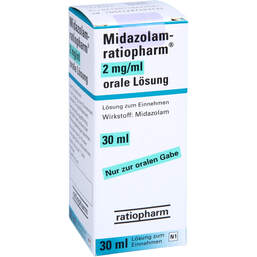 Abbildung: Midazolam ratiopharm 2 mg / ml orale Lösung zum Einnehmen 30 ml, Lösung zum Einnehmen PZN 11024506