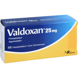 Abbildung: Valdoxan 25 mg Filmtabletten 98 St, Filmtabletten PZN 11027315