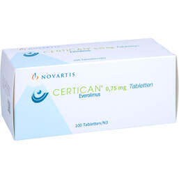 Abbildung: Certican 0,75 mg Tabletten 100 St, Tabletten PZN 11027344