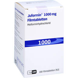 Abbildung: Juformin 1.000 mg Filmtabletten 180 St, Filmtabletten PZN 11028674
