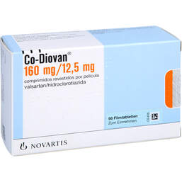 Abbildung: Codiovan 160 mg / 12,5 mg Filmtabletten 98 St, Filmtabletten PZN 11031587