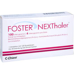 Abbildung: Foster Nexthaler 100 / 6 µg 120 ED Inhalationspulver 1 St, Inhalationspulver PZN 11034870